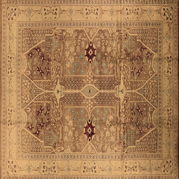 Square Machine Washable Oriental Brown Traditional Rug, wshurb873brn