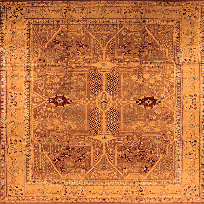 Square Oriental Orange Traditional Rug, urb873org