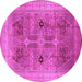 Round Machine Washable Oriental Pink Traditional Rug, wshurb873pnk