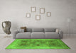 Machine Washable Oriental Green Traditional Area Rugs in a Living Room,, wshurb873grn