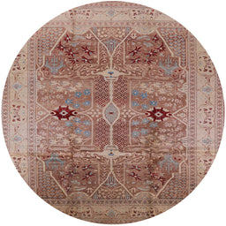 Round Machine Washable Industrial Modern Chestnut Red Rug, wshurb873