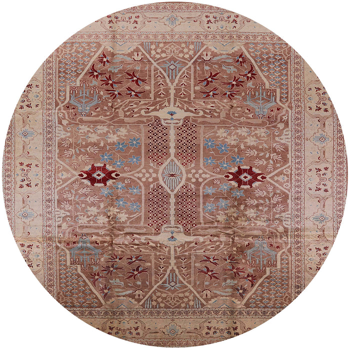 Round Machine Washable Industrial Modern Chestnut Red Rug, wshurb873
