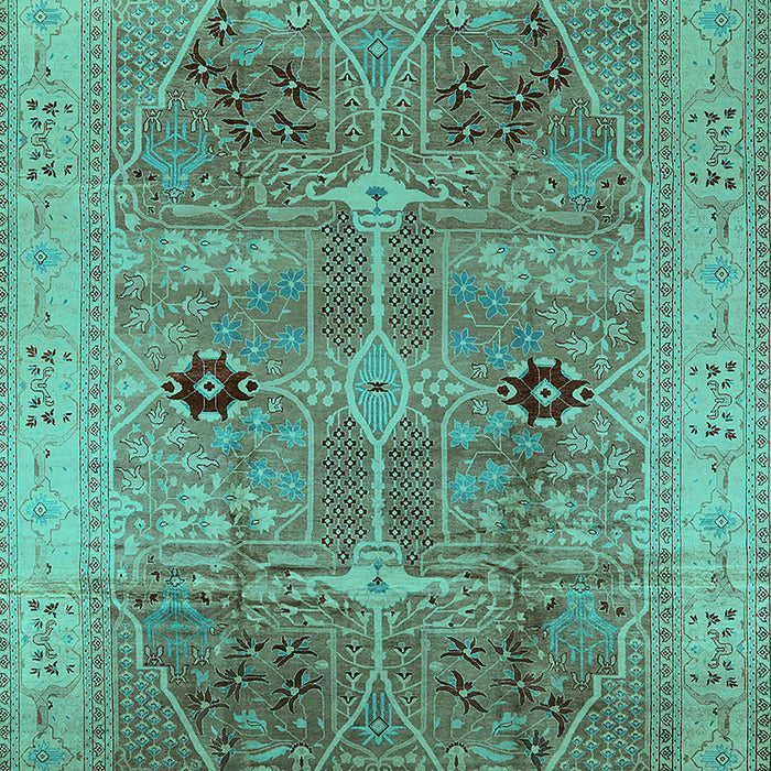 Machine Washable Oriental Turquoise Traditional Area Rugs, wshurb873turq