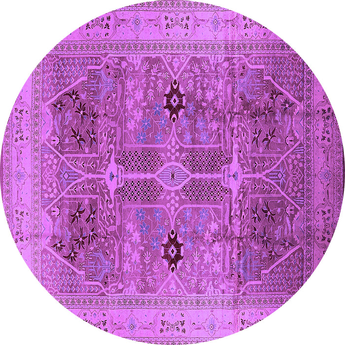 Round Oriental Purple Traditional Rug, urb873pur