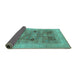 Sideview of Oriental Turquoise Traditional Rug, urb873turq