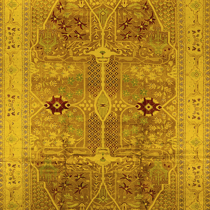 Machine Washable Oriental Yellow Traditional Rug, wshurb873yw