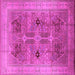 Square Machine Washable Oriental Pink Traditional Rug, wshurb873pnk