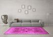 Machine Washable Oriental Pink Traditional Rug in a Living Room, wshurb873pnk