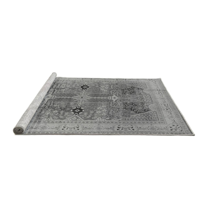 Sideview of Machine Washable Oriental Gray Traditional Rug, wshurb873gry