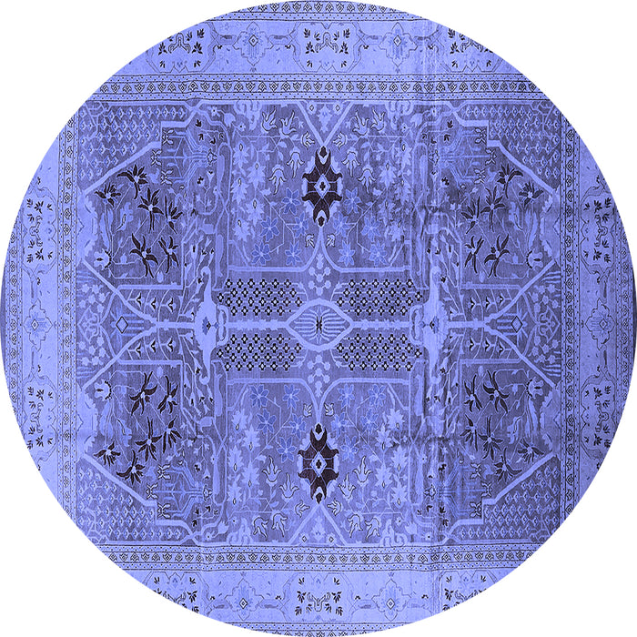 Round Oriental Blue Traditional Rug, urb873blu