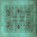 Square Oriental Turquoise Traditional Rug, urb873turq