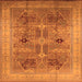 Square Machine Washable Oriental Orange Traditional Area Rugs, wshurb873org