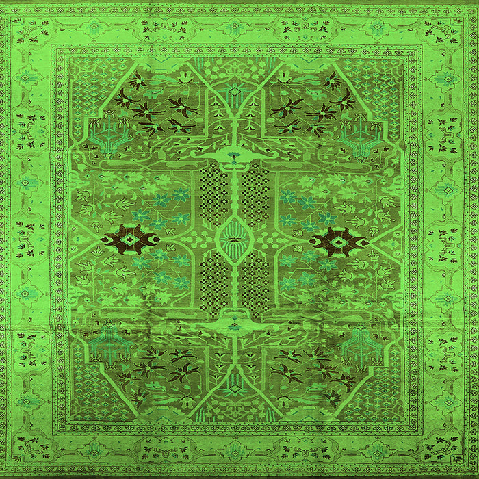 Square Oriental Green Traditional Rug, urb873grn