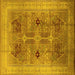 Square Oriental Yellow Traditional Rug, urb873yw