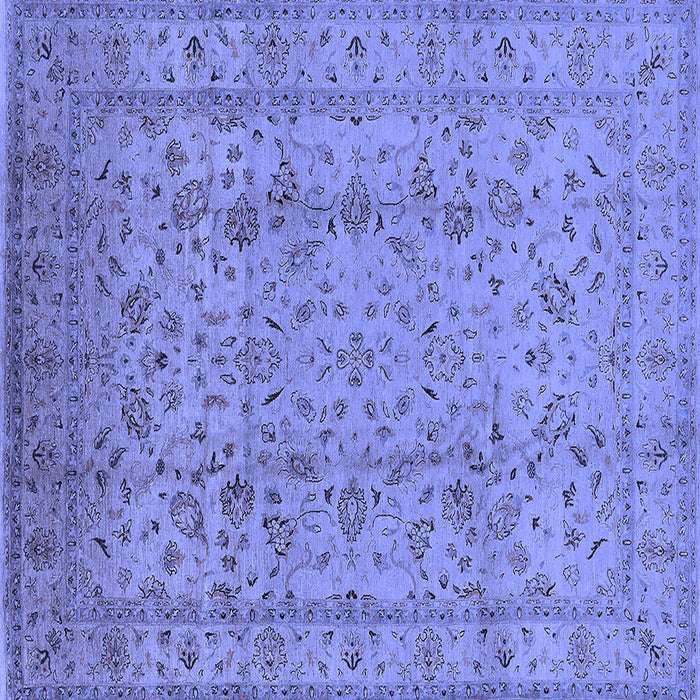 Square Machine Washable Oriental Blue Traditional Rug, wshurb874blu