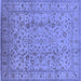 Square Machine Washable Oriental Blue Traditional Rug, wshurb874blu