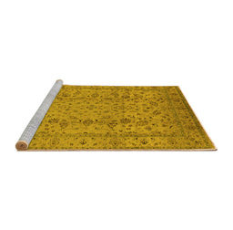 Sideview of Machine Washable Oriental Yellow Traditional Rug, wshurb874yw