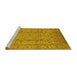 Sideview of Machine Washable Oriental Yellow Traditional Rug, wshurb874yw