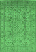 Machine Washable Oriental Emerald Green Traditional Area Rugs, wshurb874emgrn