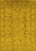 Machine Washable Oriental Yellow Traditional Rug, wshurb874yw