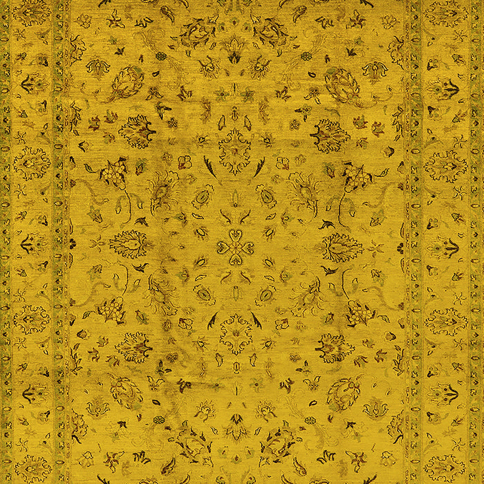 Machine Washable Oriental Yellow Traditional Rug, wshurb874yw