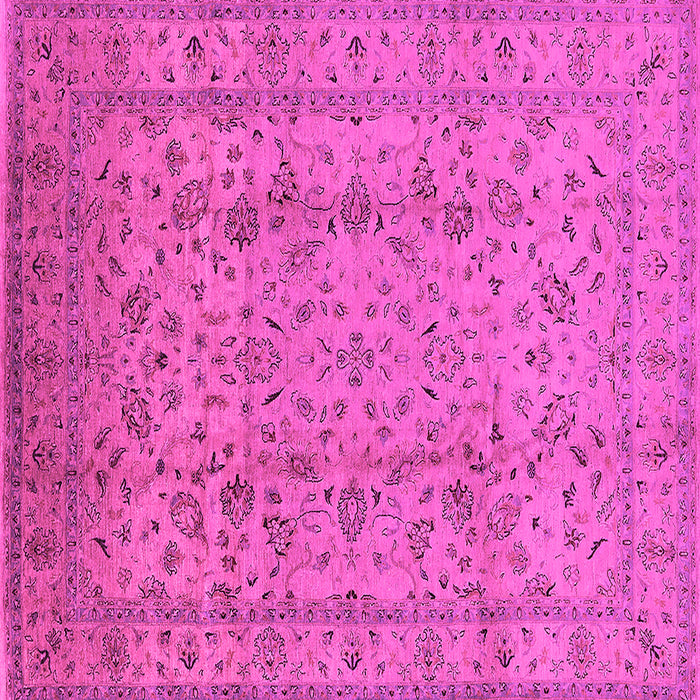 Square Machine Washable Oriental Pink Traditional Rug, wshurb874pnk