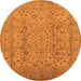 Round Machine Washable Oriental Orange Traditional Area Rugs, wshurb874org