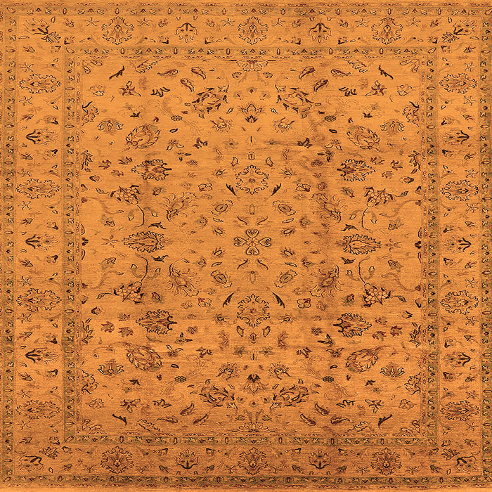 Square Oriental Orange Traditional Rug, urb874org