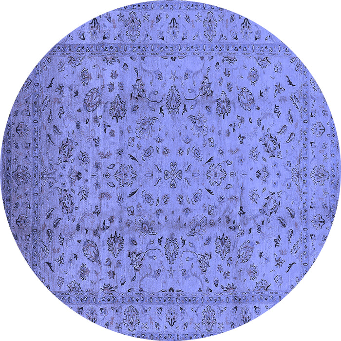 Round Oriental Blue Traditional Rug, urb874blu