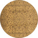 Round Machine Washable Oriental Brown Traditional Rug, wshurb874brn