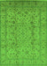 Machine Washable Oriental Green Traditional Area Rugs, wshurb874grn
