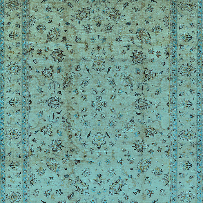 Machine Washable Oriental Light Blue Traditional Rug, wshurb874lblu