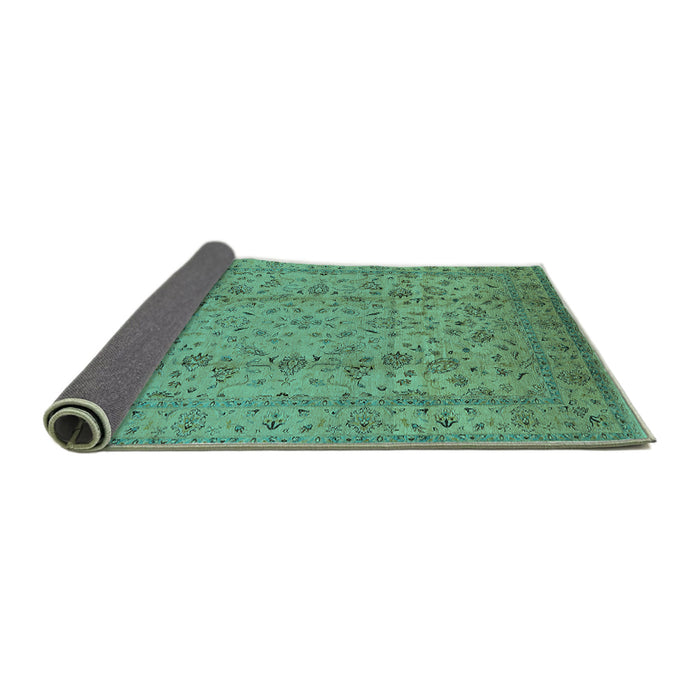 Sideview of Oriental Turquoise Traditional Rug, urb874turq