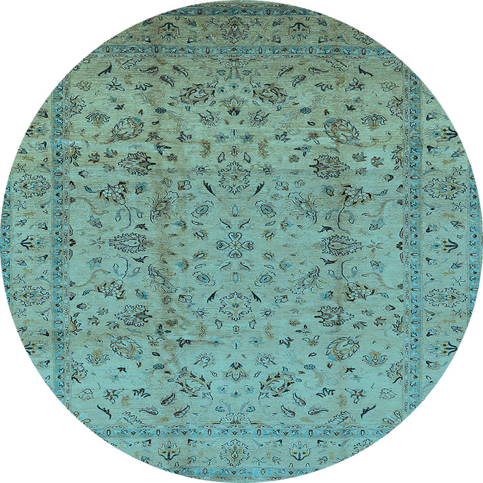 Round Oriental Light Blue Traditional Rug, urb874lblu