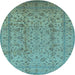 Round Oriental Light Blue Traditional Rug, urb874lblu