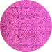Round Oriental Pink Traditional Rug, urb874pnk