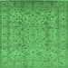 Square Machine Washable Oriental Emerald Green Traditional Area Rugs, wshurb874emgrn