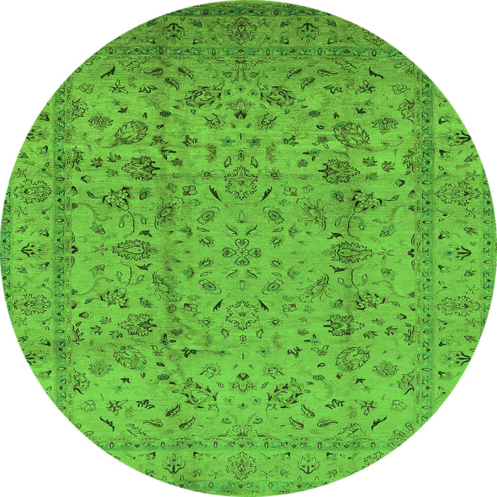 Round Oriental Green Traditional Rug, urb874grn