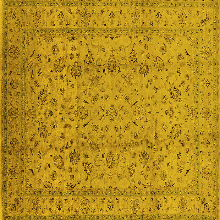 Square Machine Washable Oriental Yellow Traditional Rug, wshurb874yw
