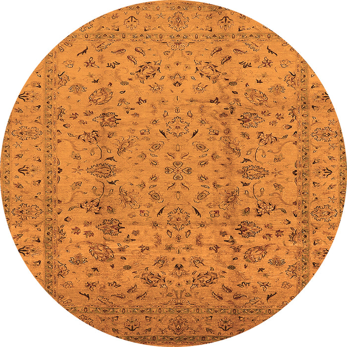 Round Oriental Orange Traditional Rug, urb874org