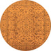 Round Oriental Orange Traditional Rug, urb874org