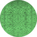Round Oriental Emerald Green Traditional Rug, urb874emgrn