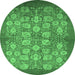 Round Oriental Emerald Green Industrial Rug, urb875emgrn