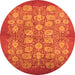 Round Oriental Orange Industrial Rug, urb875org