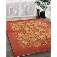 Mid-Century Modern Orange Oriental Rug, urb875