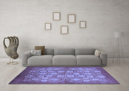 Machine Washable Oriental Blue Industrial Rug in a Living Room, wshurb875blu
