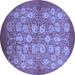 Round Machine Washable Oriental Blue Industrial Rug, wshurb875blu