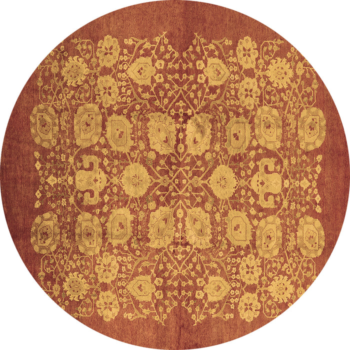 Round Machine Washable Oriental Brown Industrial Rug, wshurb875brn