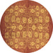 Round Machine Washable Oriental Brown Industrial Rug, wshurb875brn