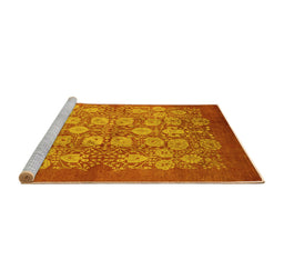 Sideview of Machine Washable Oriental Yellow Industrial Rug, wshurb875yw